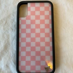 Wildflower iPhone X Pink checkers Case